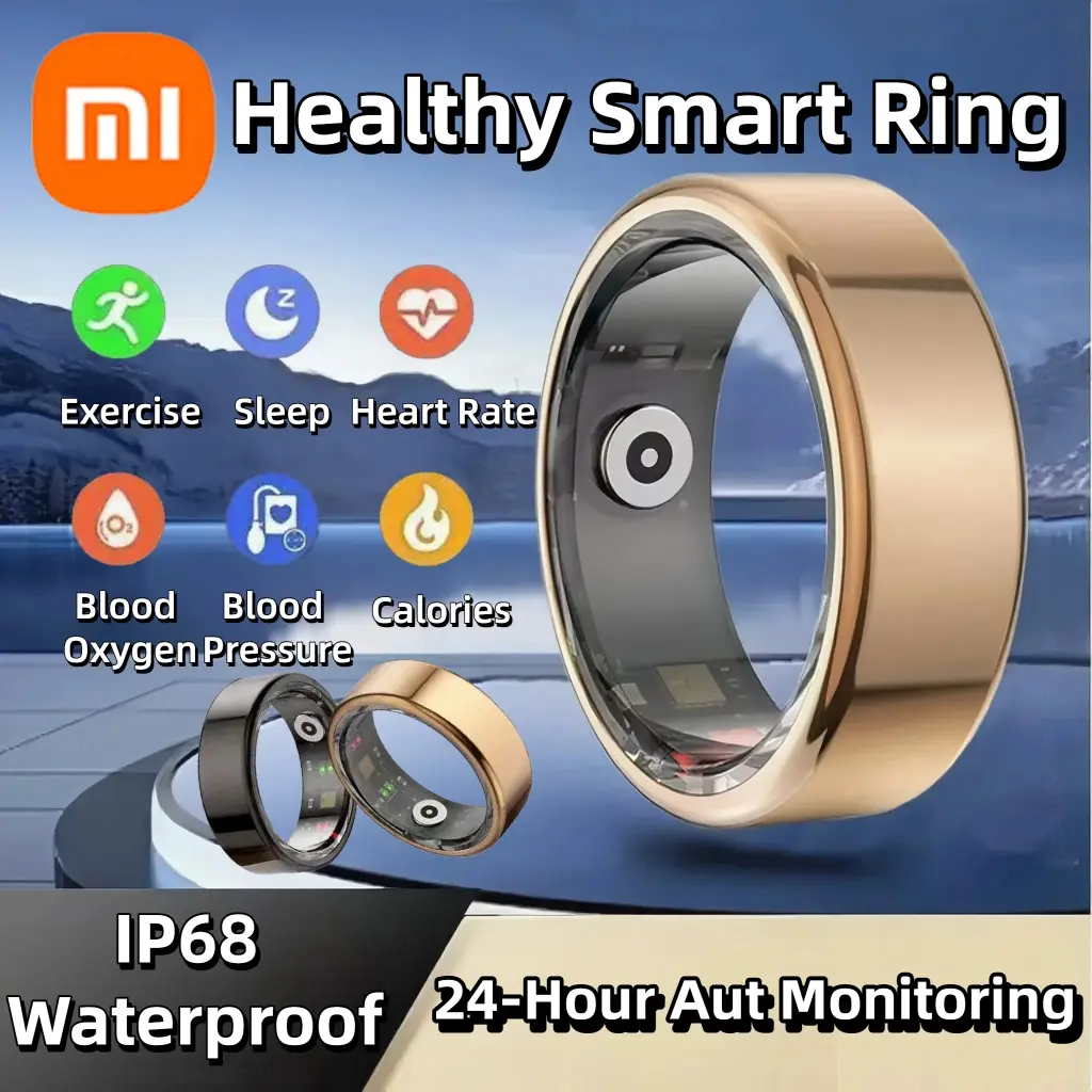 טבעת חכמה Xiaomi R02 על אצבע טבעת לניטור בריאות ודופק Xiaomi R02 עם עיצוב נירוסטה טעינה מגנטית לטבעת חכמה